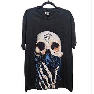 VTG Y2K Famous Stars & Straps Skull Shirt Black Rock Rap Style Tee Size Large